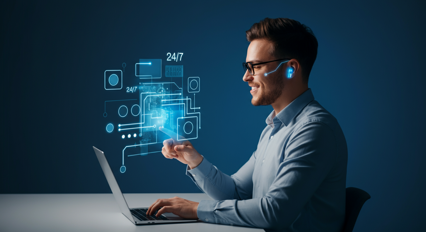 B2B buyer researching a vendor website on a laptop